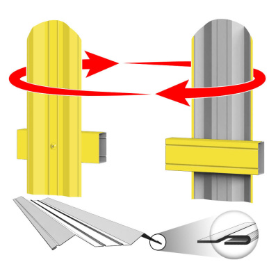 Штакетник металлический ЭКО М-образный 95мм RAL1018 Желтый фото крепления